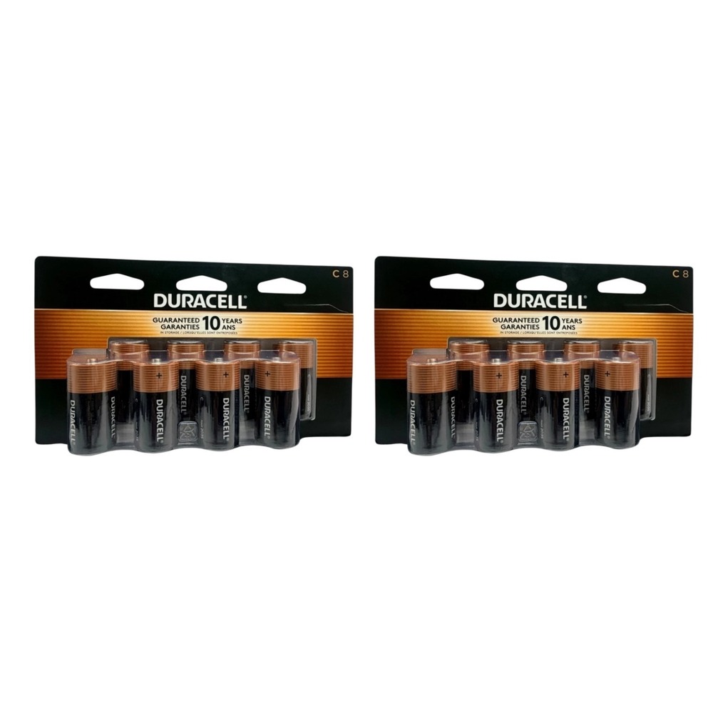 Duracell MN14R8DW‎ CopperTop Alkaline C Batteries for Household 8 Pack Lot of 2